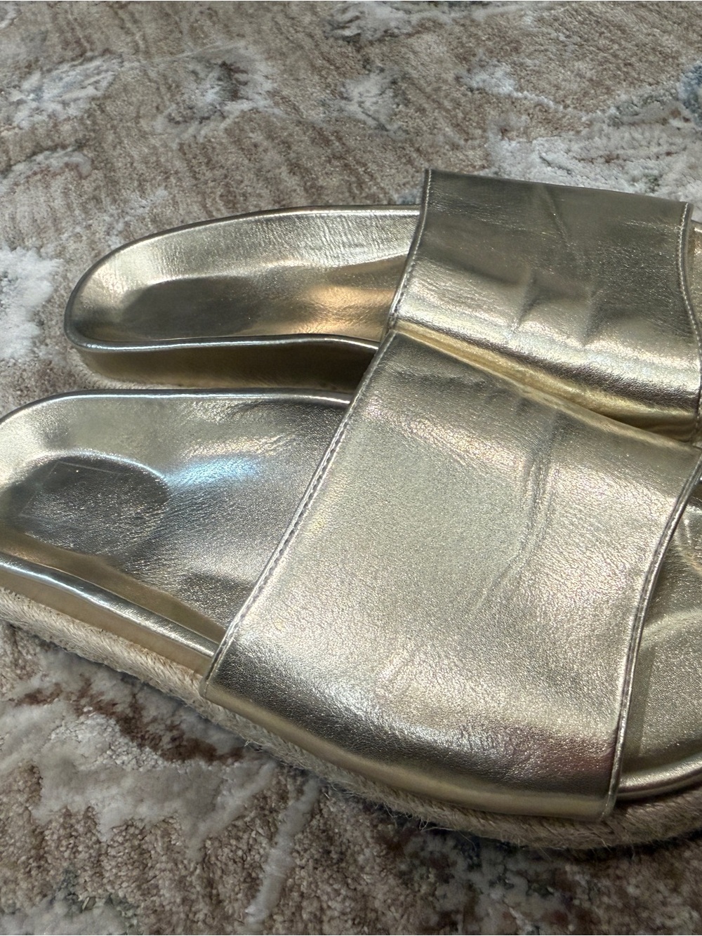 ShuShop Metallic Gold Slide Sandals - Picture 2 of 4